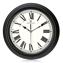 Lafocuse 12 Inch Silent Non Ticking Black Wall Clock Kitchen, Quartz Decorative Retro Roman Numerals Wall Clocks for Living Room Bedroom