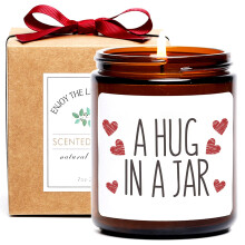 Thinking of You Gift, A Hug in a Jar Scented Soy Candle, Inspirational Positive Wishes Encouragement Gift Get Well Soon, Condolence, Relaxing, Divorce