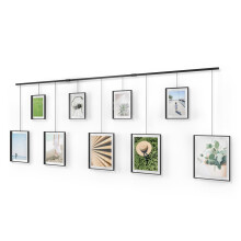 Umbra Exhibit Picture Frame Gallery Set, Adjustable Wall Collage Displays Nine Photos (Four 5x7 and Five 8x10), Set of 9, Black