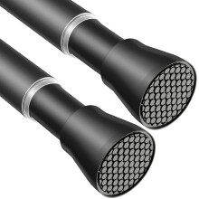 AIZESI 2PC Shower Curtain Rail 70-130cm(28''-51'') Extendable Poles, Poles No Drill Tension Rods for Curtains, Stainless Steel Rod Clothes Black.