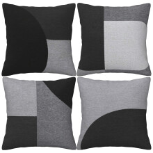 LOHDALOLF Black and Grey Cushion Covers 45x45 cm Set of 4 Geometric Abstract Cushion Cases Square Decorative Pillow Covers for Sofa Living Room
