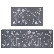 RLAVBL 2 Pieces Kitchen Mats and Rug Set,Non-Slip Washable, Kitchen Floor Mats, Anti Fatigue Kitchen Mat(120x44cm+75x44cm,Grey).