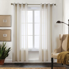 CUCRAF Net Curtains for Windows - Eyelet Curtain for Living Room & Bedroom, Voile Sheer Linen 84 drop pair, Wrinkle Resistant Solid Colour Easy to