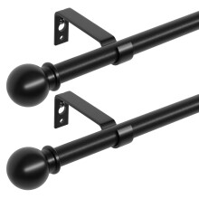 2 Pack Curtain Poles, Black Curtain Pole for Eyelet Curtains 80 to 224 cm, Adjustable Curtain Rod for Bedroom with Brackets, 16mm Diameter 7ft Metal