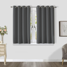 CUCRAF Thermal Curtains for Bedroom Dark Grey 2 Panels, Blackout Curtains for Living Room, Eyelet Black Out Curtains as Soundproof Room Dividers W46 x
