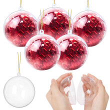 YONTINY 20pcs Clear Christmas Baubles - 8cm Plastic Empty Ornaments to Fill, Transparent Ball for Tree Decoration, Personalised for Wedding, Party,