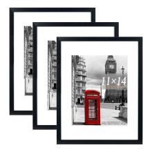 Scholar Tree Black Picture Frames 14x11 Inch 3 Pack, Picture Frame for Tabletop and Wall Mounting, Mount for Picture 8x10