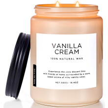 M&SENSE Vanilla Soy Candles, Medium 2 Wick Jar Candle 550g, 110 Hours Burning Time, 100% Natural Organic Soy Wax, Relaxing Aromatherapy Scented