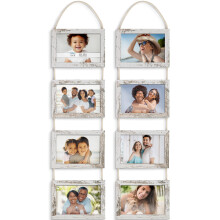 Icona Bay - 6x4 Wall Hanging Picture Frames Collage with 8 Openings - Distressed White, 2 Pack - Casual Style Engineered Wood Frames - Wall Mount Only