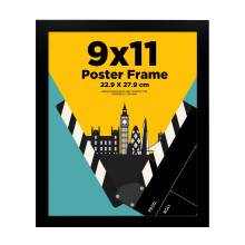 EGOFINE 11x9 Black Picture Frames - Made of Solid Wood for Table Top and Wall Mounting