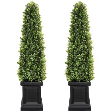 colorspec Artificial Boxwood Outdoor Topiary Set of 2, 3.5ft Tall Porch Trees, All-Year Green Fake Plant Topiary Trees Artificial with Sturdy Pot for