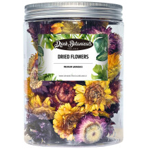 Food Grade Dried Mixed Flowers | 50+ Flowers | 100% Natural Edible | Cocktail Toppers Flowers | For Garnishing Cocktails, Cake Decoration, Tea
