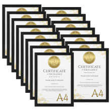 HORLIMER A4 Frames Pack of 15, Black A4 Picture Frame for Displaying Certificates, Posters, Prints, and Documents on Wall or Tabletop