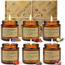 6 Pack Candles Gifts Set for Women, Home Scented Jar Candle Lavender Amber Fig Rose Mint, Presents for Mom Her Woman Gifts,Soy Wax Stress Relief, Set