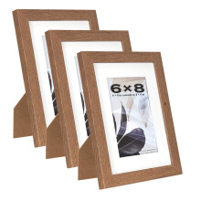 Scholar Tree Brown 8x6 Photo Frames Set of 3 - Wooden Picture Frames for Table Top and Wall Mounting with 6x4 Mat