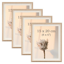 YoHyien 4 Pcs 8x6 Photo Frames, Desktop Free Standing Picture Frames 6x8, Landscape and Portrait Photo Frame with Mount for Wall (Wood Grain, 8 x 6