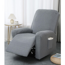 Hearda 1 Seater Jacquard Recliner Chair Cover, Recliner Slipcover for Electric Chair with Pockets, 4 Pieces Stretch Recliner Sofa Covers, Non-Slip