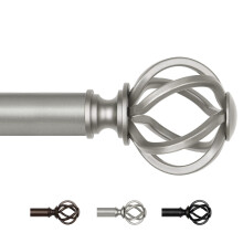 USFOOK Antique Silver Curtain Pole 80 to 148 cm, 22 mm Extendable Curtain Poles for Eyelet Curtains, Small Metal Curtain Rod for Door with Twisted