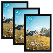 Hoikwo A5 Photo Frame Pack of 3, Black A5 Picture Frame for Wall or Tabletop Display - 14.8x21cm