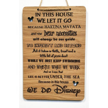 Charlie & Jane In This House We Do Disney Quote Wall Sign Hanging rustic wooden house shabby chic room plaque childrens kids gift laser engraved hand