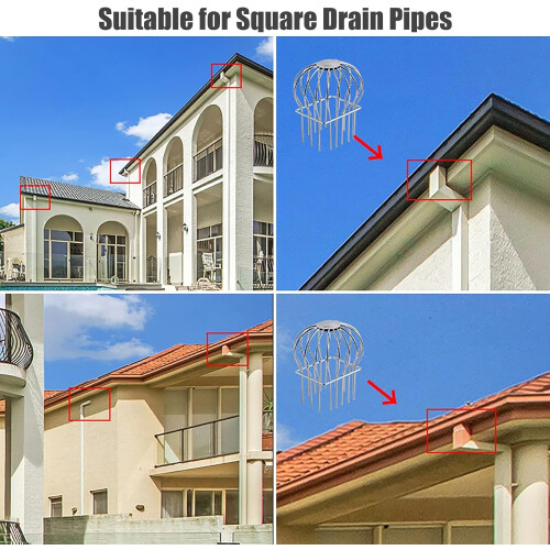 2 Pack Stainless Steel Gutter Guard Downspout Strainer 2x3 Inch Leaf and Debris Protector 2