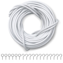 Dikots Net Curtain Wire and Hooks Set - 20M Curtain Wire Kit Includes 40 Eyes & 40 Hooks - Multipurpose