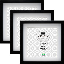 10x10Inch Square Black Photo Frame Set Of 3, 25.5 x25.5cm picture frame with mount for 8?8''/20x20cm Garllery Picture Frame, 8x8'' frame For