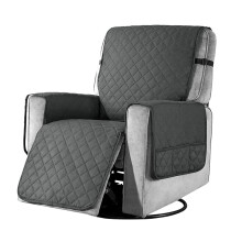 Recliner Chair Cover Pad with 6 Side Pockets, Reclining Chair Adjustable Soft Non-slip Buckles Protective Armchair Sofa Cushion Furniture Protector