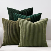 Topfinel Dark Green Cushion Covers 40cm x 40cm Sofa Bed Colorful Cushions Soft Pillow Case 16x16 Corduroy Scatter Decorative Cushions Pillow Cover for