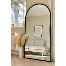 MirrorOutlet The Arcus - Metal Frame, Framed Arched Leaner/Wall Mirror 71" X 35" (180CM X 90CM) Black