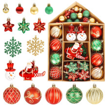 YONTINY 70Pcs Christmas Tree Baubles, Christmas Tree Ornaments Decorations Set Red Gold and Green, Xmas Decorations Balls for Xmas, Holiday, Wedding,
