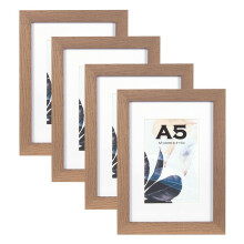 Scholar Tree Brown A5/21X14.8cm Photo Frames Set of 4, Wooden Picture Frames for Freestanding and Wall Mountable