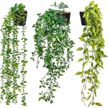 Superior Shine Artificial Hanging Plants,3 Pack Fake Hanging Plants with Pot,Greenery Faux Fake Ivy Decor, Fake Potted Plants for Home Decor Indoor