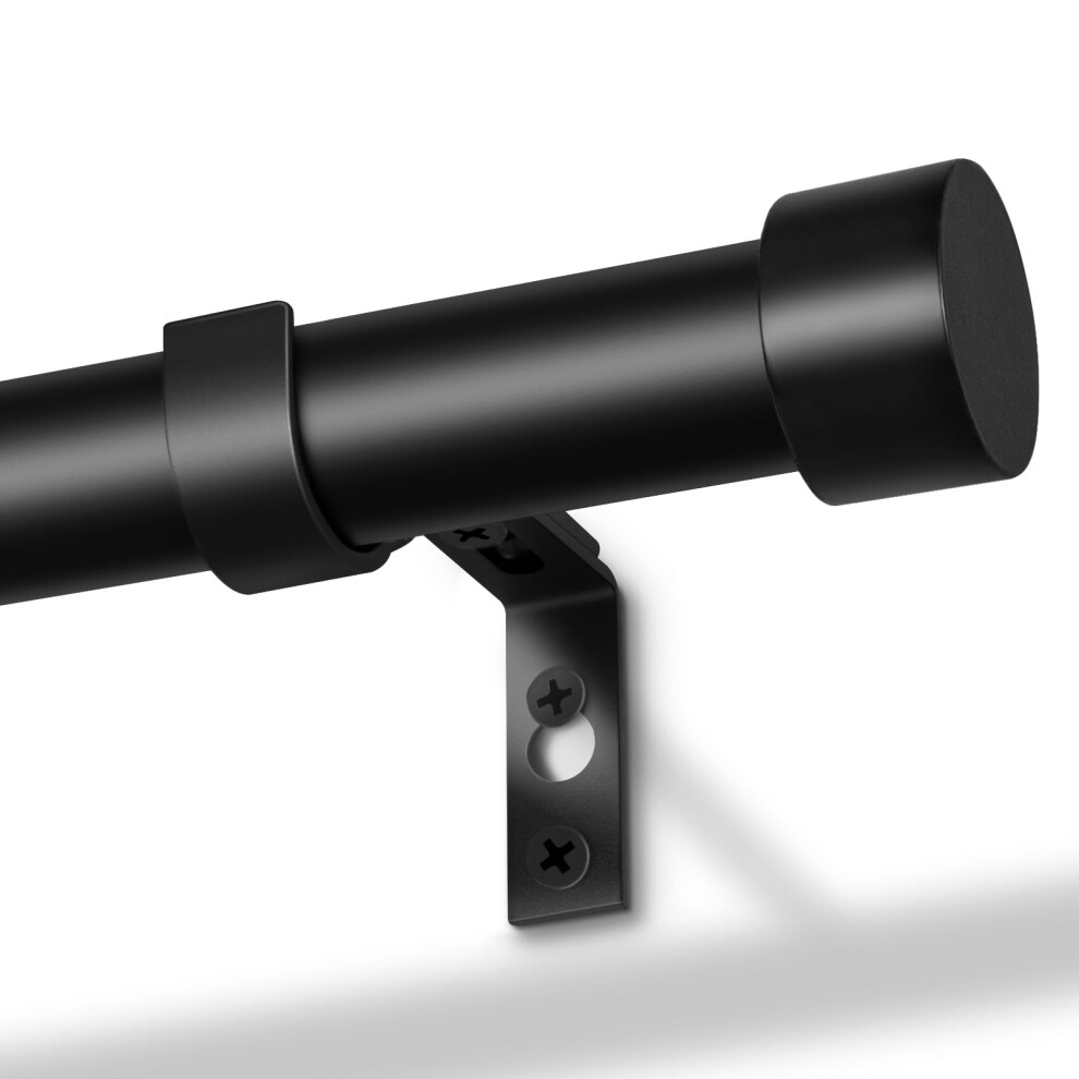 Defynee Curtain Poles, 80 To 218 Cm Matt Black Curtain Pole For Eyelet Curtains 25Mm Diameter Long Curtain Rod Extendable With Bracket Decorative