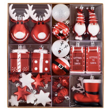 Victor's Workshop Assorted Christmas Baubles Set, Traditional Red and White Christmas Ball Shatterproof Ornaments for Xmas Tree Decorations (50)