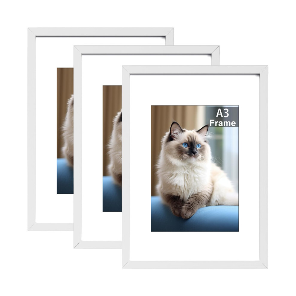 Run Helix A3 Picture Frame Set Of 3, A3 Frame, Picture Frame 42 X 29.7Cm, 3 Pack A3 Photo Frames,Plexiglass, A3 Poster Frame With Stand Table Top White 5051221982014