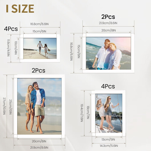 12 Pack Picture Frame, WPC Plastic Collage Photo Frame, White Picture Frames, Wall & Tabletop Picture Frames, Vertical or Horizontal, Multi Sizes 1