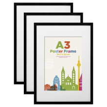 A3 Picture Frames with A4 Mount, Wooden 29.7 x 42 cm Frames Featuring Clear Acrylic Glass for Wall Mounting, Perfect for Portrait, Home, Office,