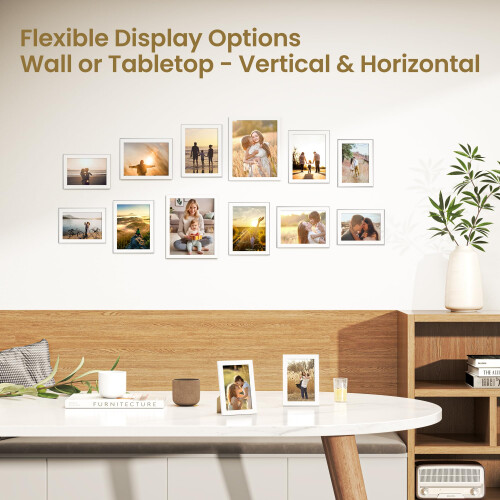 12 Pack Picture Frame, WPC Plastic Collage Photo Frame, White Picture Frames, Wall & Tabletop Picture Frames, Vertical or Horizontal, Multi Sizes 2