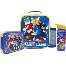 Get Trend Sonic The Hedgehog Water Bottle Lunch Bag & Lunch Box Kids 3 Pcs Shadow School Supplies Snack Box BPA Free Leakproof for Travel Picnic