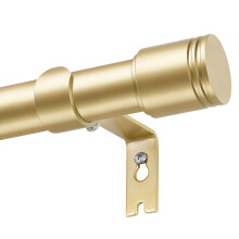 USFOOK Curtain Poles for Eyelet Curtains 80 to 148 cm, Gold Metal Curtain Pole with Cylindrical Ends, 25 mm Modern Curtain Rods for Windows