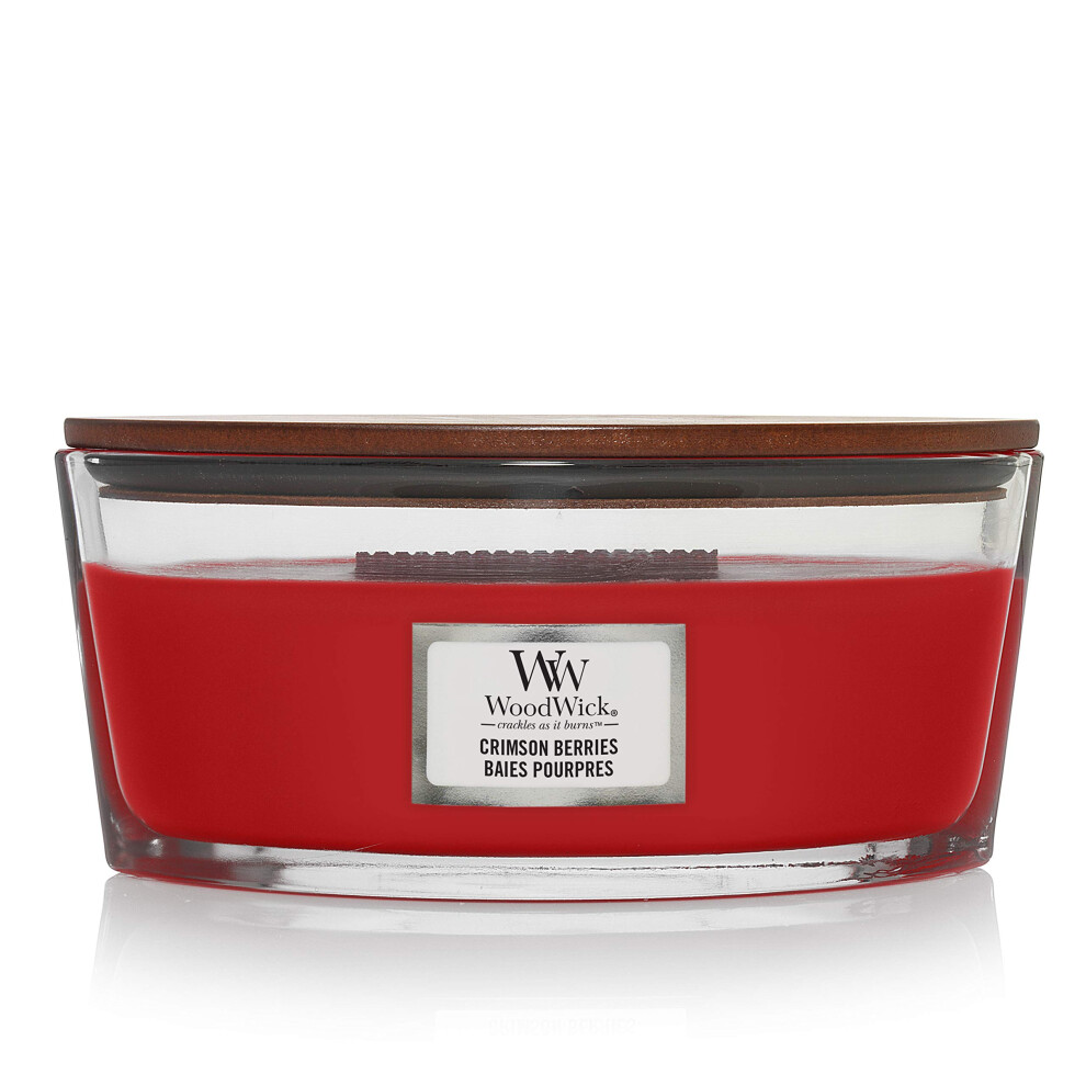 Woodwick Ellipse Scented Candle | Crimson Berries | With Crackling Wick | Burn Time: Up To 50 Hours