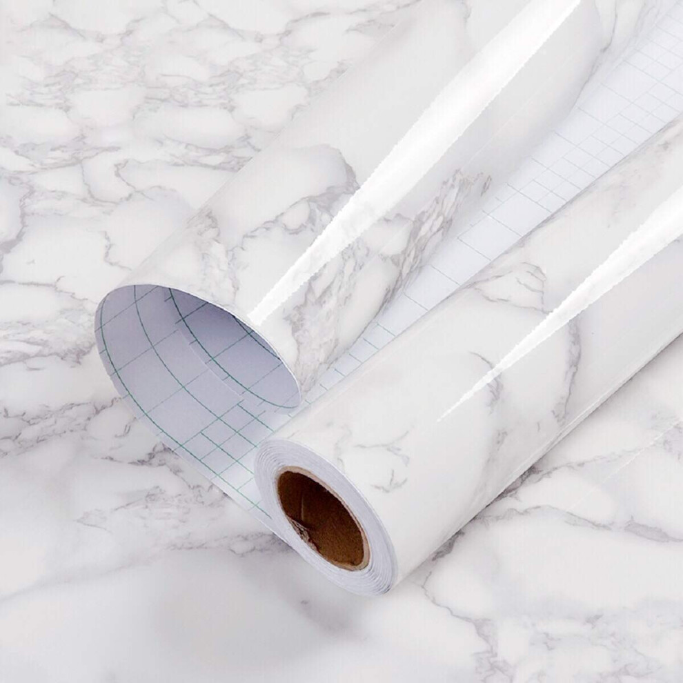 Hode Marble Sticky Back Plastic 60Cm X 3M Granite White Grey Vinyl Wrap Contact Paper Self Adhesive Wallpaper Waterproof Pvc Roll For Kitchen 5051221986999