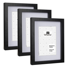 Black 8 x 6 Inch Picture Frame Set of 3 with Mount for 6 x 4'', Boxed Garllery A5 Picture Frame 3 Pack With Perspex Window,Premium Modern 4 x 6''