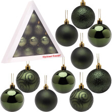 Christmas Concepts? Pack of 10-60mm (2.4") Christmas Tree Baubles - Shiny, Matte & Glitter Decorated Baubles (Forrest Green)