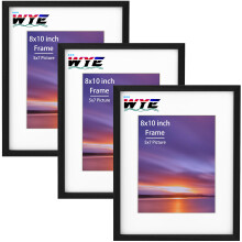 8x10 Picture Frames 3 Pack, Wood 10x8 inch (20.3x25.4 cm) Photo Frame with 4.5x6.5 inch Mount and Stand, Plexiglass, Tabletop or Wallmount, Black