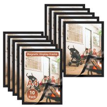 Mcbazel 10pcs A4 Magnetic Picture Frames,Self Adhesive Collage Photo Frame, Magnetic A4 Paper Display Frame Set for Home/Refrigerator/Office/Glass