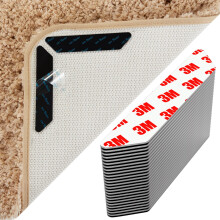 AYSKTN 24 Anti-Slip Rug Grippers for Laminate/Wooden/Tile Floors | Washable Reusable Carpet Underlay with Stickers | Secure Rugs on Stairs & Doorways