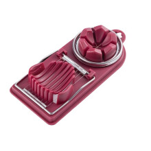2in1 Stainless Steel Egg Slicer and Fruit Cutter for Salads and Garnishes, Red