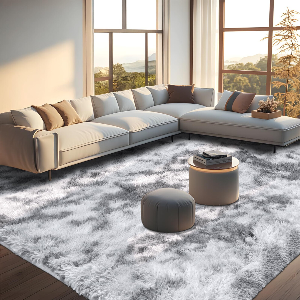 Rugs Living Room - 160X230cm Large Rug For Living Room - Ultra Soft Fluffy Shaggy Rugs For Bedroom, Indoor Nursery Carpets For Kids Room Home Grey Untimaty